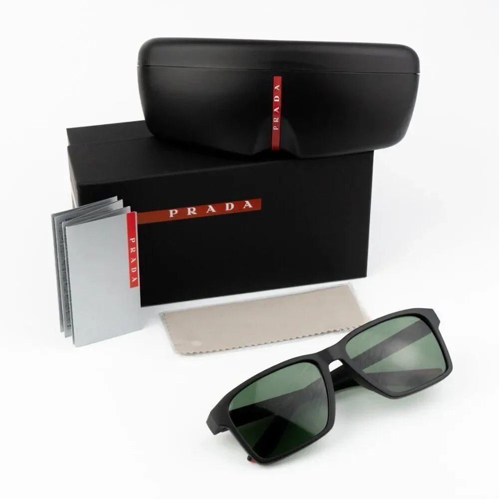 NEW Prada Linea Rossa PS05YS DG006U Black Rubber Tuning Green Rectangle Unisex